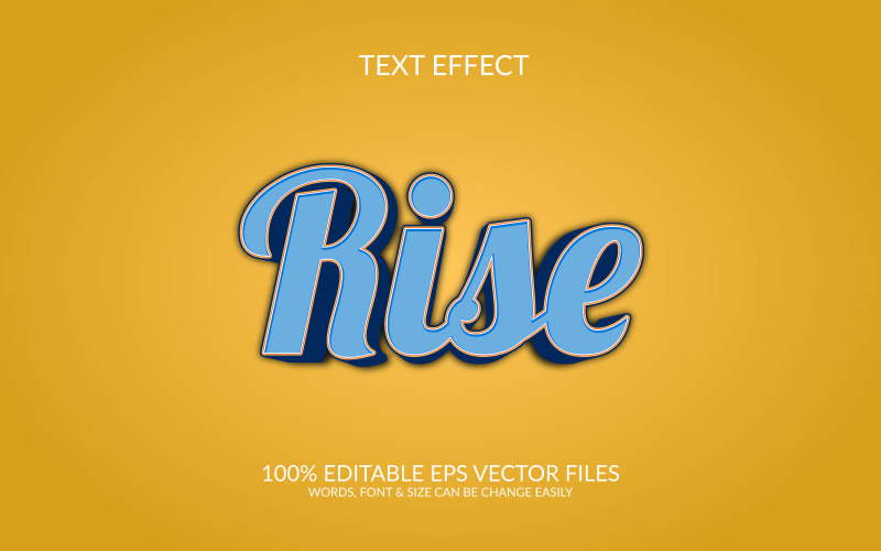 Rise 3D Editable Vector Eps Text Effect Template Illustration