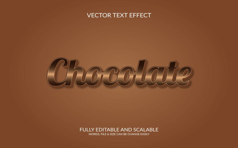 Chocolate 3D Editable Vector Eps Text Effect Design. Illustration