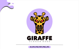 Giraffe head mascot logo design template