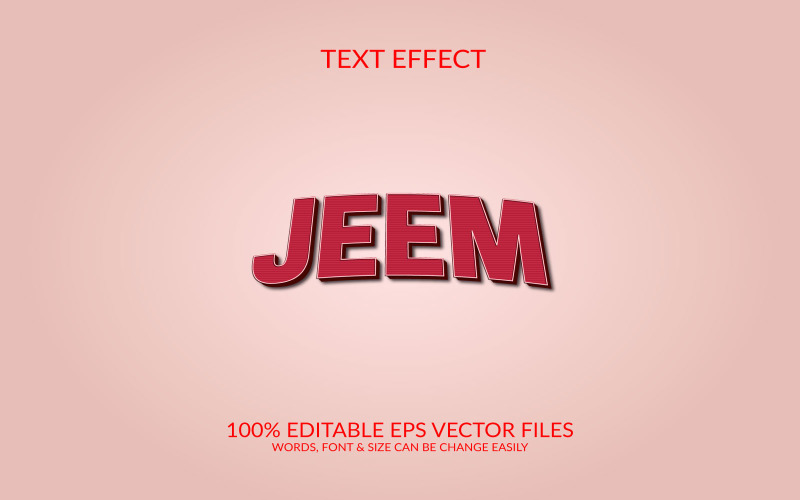Jeem 3D Editable Vector Eps Text Effect Template Illustration