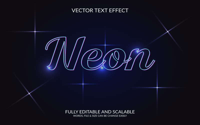 Neon Editable Vector Eps 3d Text Effect Template Illustration