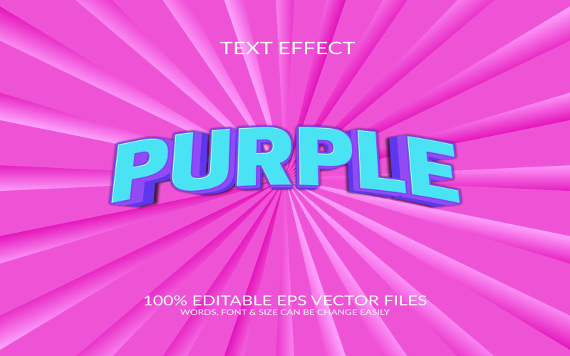 Purple Editable Vector Eps 3d Text Effect Illustration