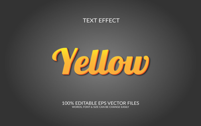 Yellow Editable Vector Eps 3d Text Effect Template Illustration