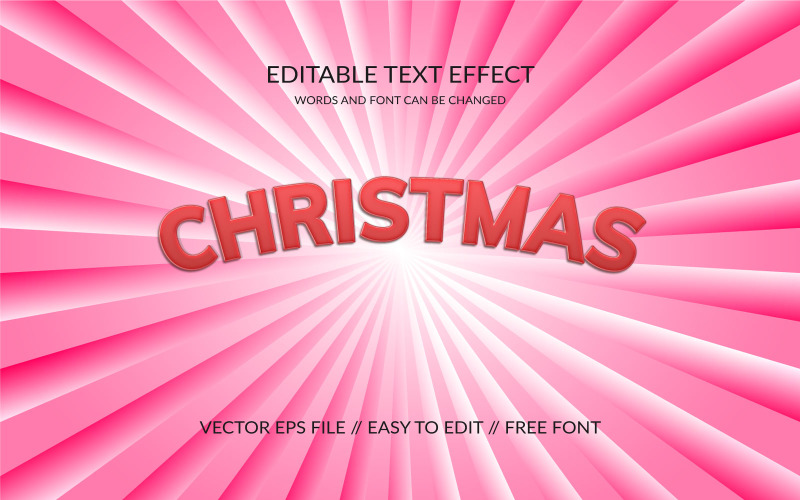 Christmas 3D Editable Vector Text Effect Template Illustration