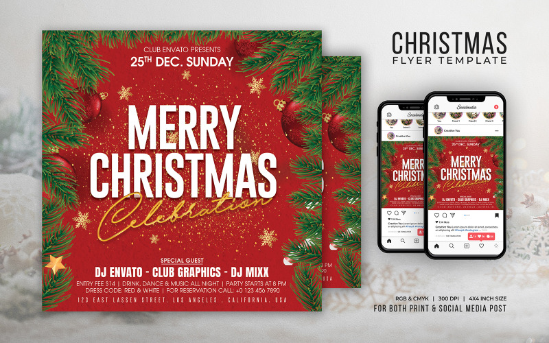 Christmas Party Flyer Template Design Corporate Identity
