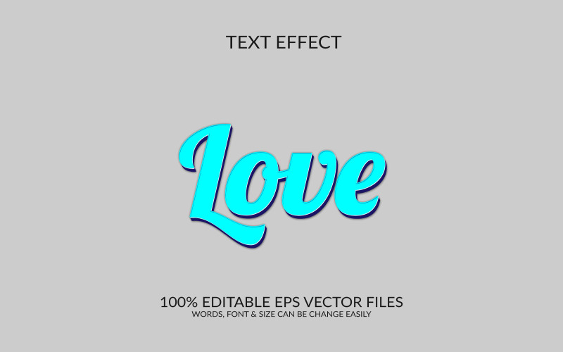 Love 3D Editable Vector Eps Text Effect Template Illustration