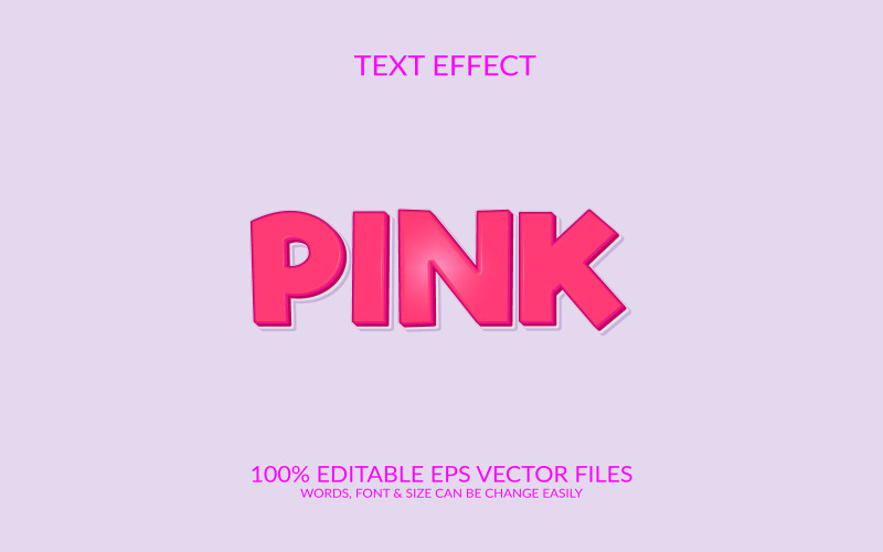 Pink 3D Editable Vector Eps Text Effect Design Illustration