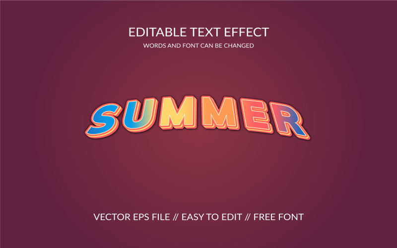 Summer Editable Vector Eps Text Effect Design Illustration