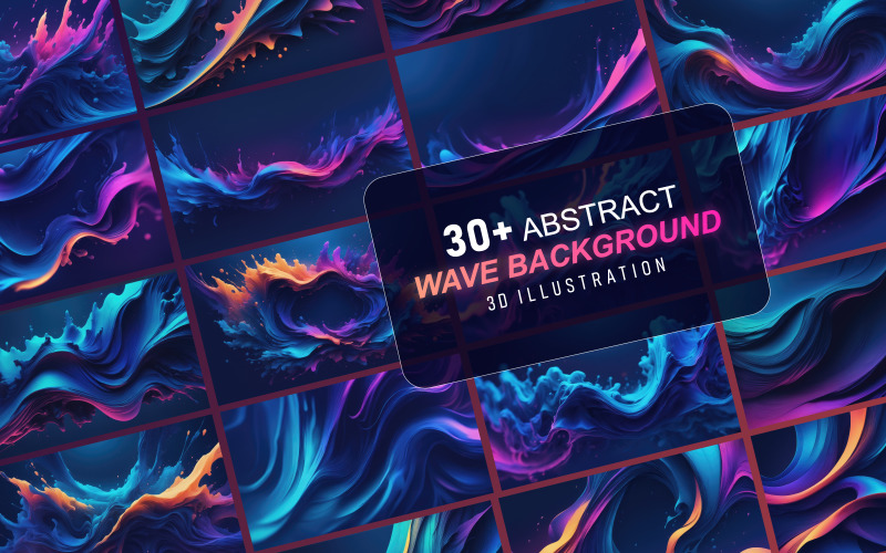 30+ Abstract wave background illustration set Background