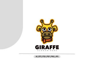 Cute giraffe mascot cartoon logo design