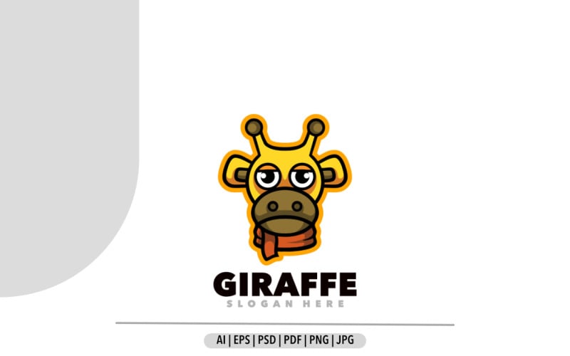 Cute giraffe mascot cartoon logo design Logo Template