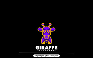 Giraffe colorful line mascot logo design