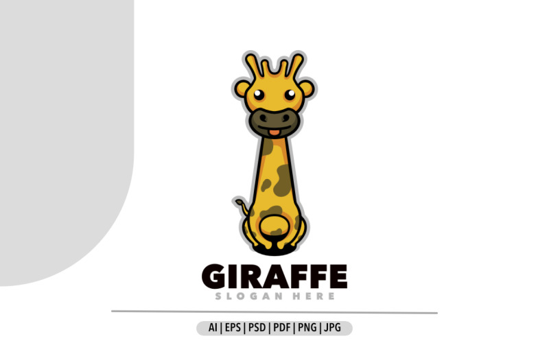 Giraffe mascot cartoon logo design Logo Template
