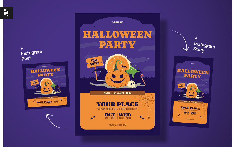 Halloween Party Flyer Pack Template Corporate Identity