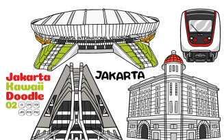 Jakarta Kawaii Doodle Vector Illustration #02