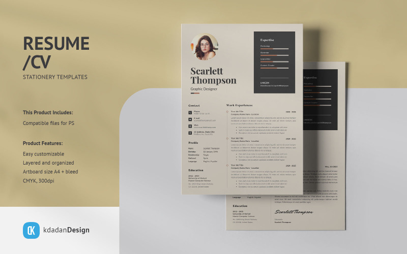 Resume / CV PSD Design Templates Vol 201 Resume Template