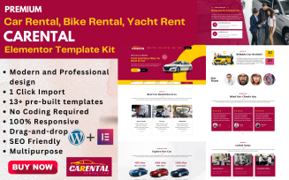 Carental - Car Rental, Bike Rental, or Yacht Rent business Elementor Kit
