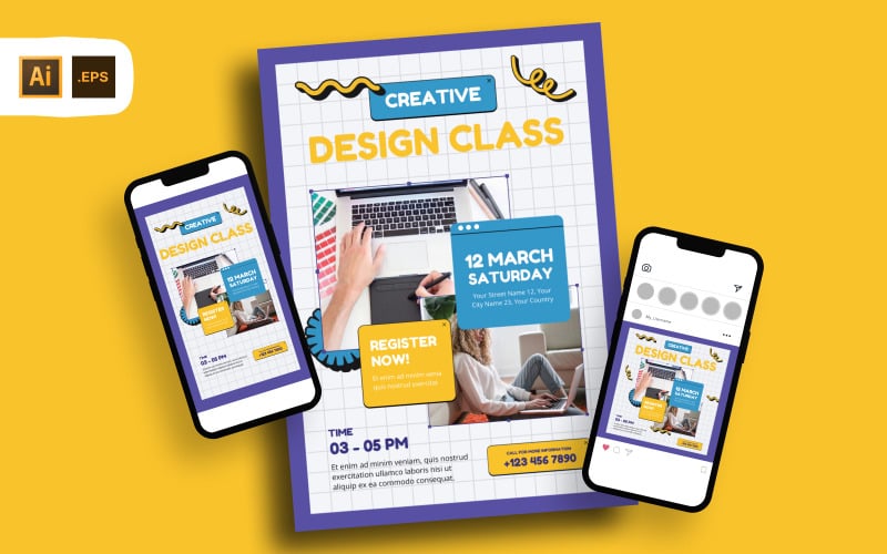 Creative Design Class Admission Flyer Template Corporate Identity