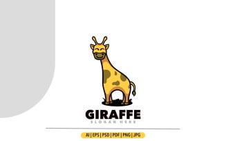 Giraffe mascot cartoon logo illustration design