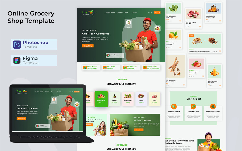 Online Grocery Shop Template UI Element