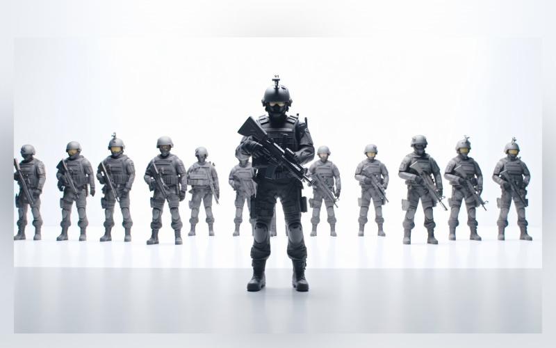 Defenders of Freedom Soldiers at the Ready 41 Illustration