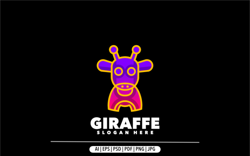Giraffe red gradient colorful logo design Logo Template
