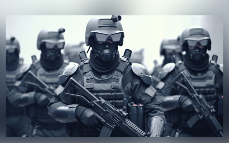 Heavily Armed Military Force 55 Illustration