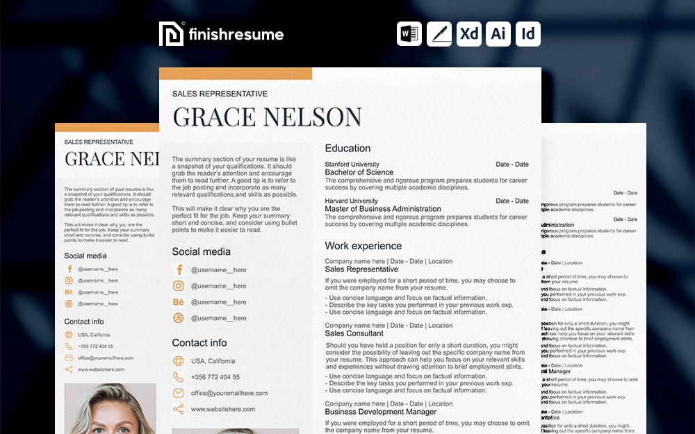Template #364750 Resume Rep Webdesign Template - Logo template Preview