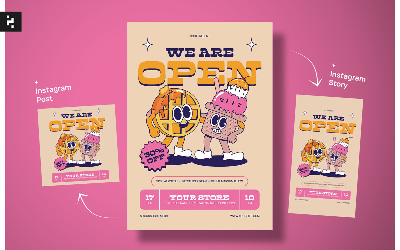 Dessert Store Open Flyer Template Corporate Identity