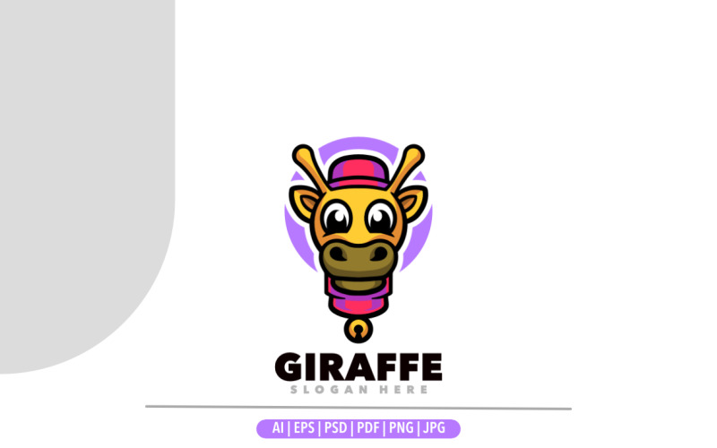 Giraffe head mascot cartoon logo design Logo Template