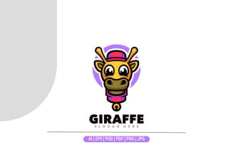 Giraffe head mascot cartoon logo design