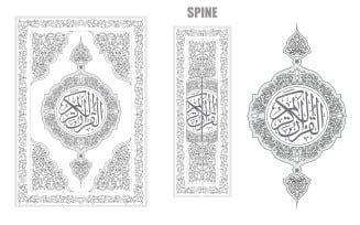 Quran book cover design vector, with black white border