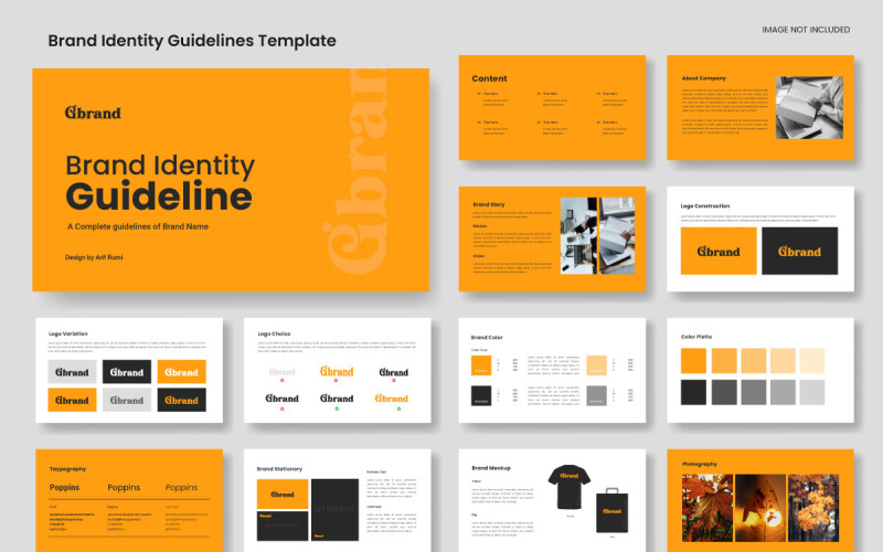 Yellow Brand Identity Guidelines presentation template layout Corporate Identity