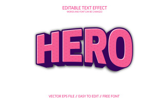 Hero editable vector 3d text effect design template