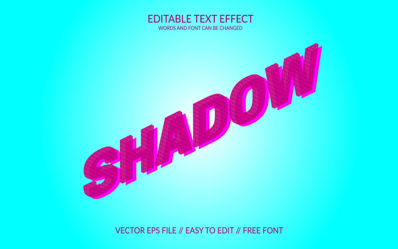Shadow 3D Editable Vector Eps Text Effect Template Illustration