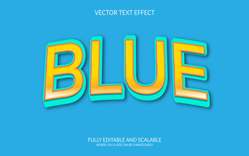 Blue Fully Editable Vector Eps Text Effect Design Template Illustration