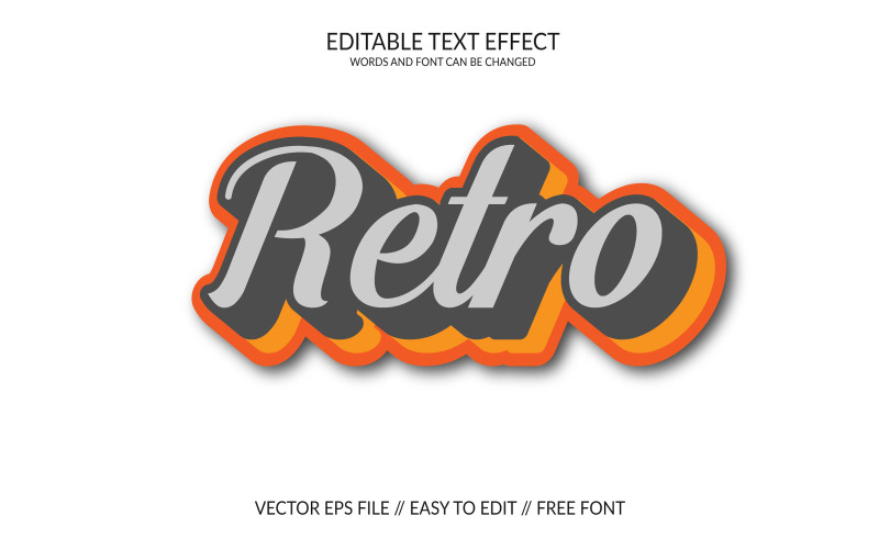 Retro fully editable vector 3d text effect illustration Illustration