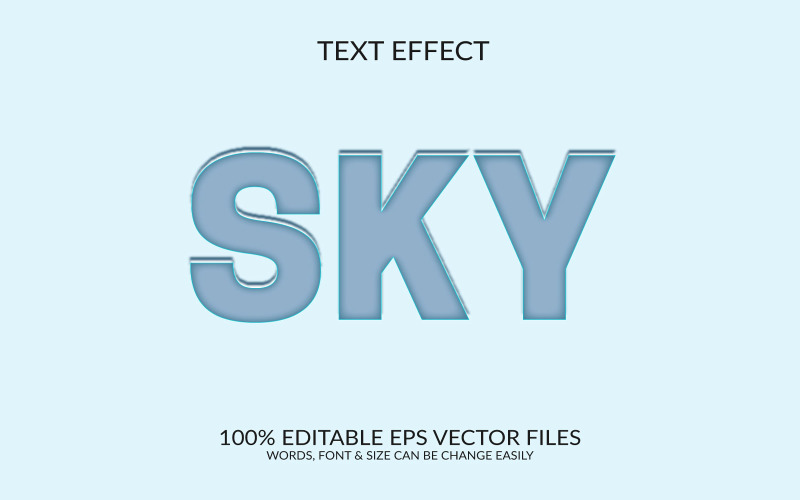 Sky fully editable vector eps 3d text effect design Illustration