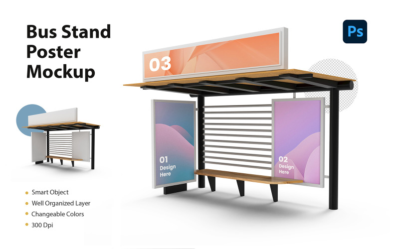 Bus Stand Poster Mockup PSD Template Product Mockup
