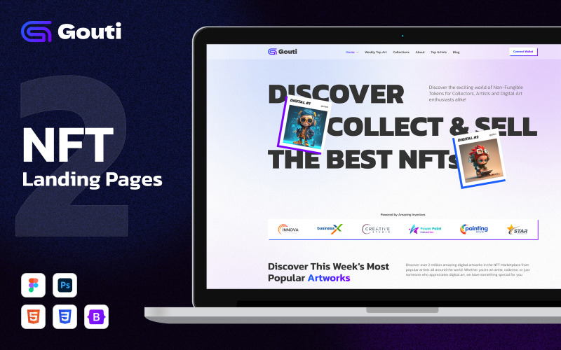 Gouti - NFT Bootstrap HTML5 Landing Page Landing Page Template