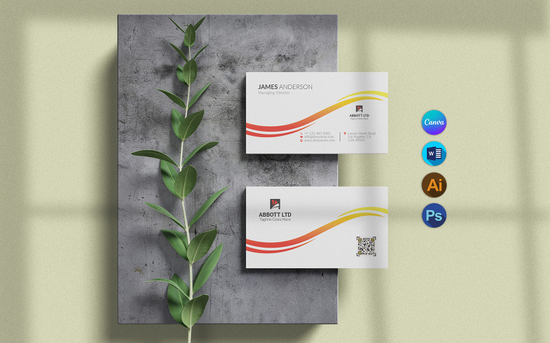 Modern Business Card Template Canva & Word Corporate Identity