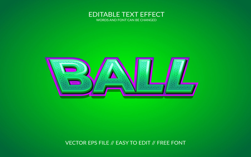 Ball 3D Editable Vector Eps Text Effect Template Illustration