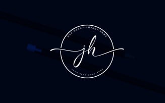Calligraphy Studio Style JH Letter Logo Design, luxury Logo Template