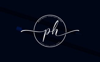 Calligraphy Studio Style PH Letter Logo Design. logo design