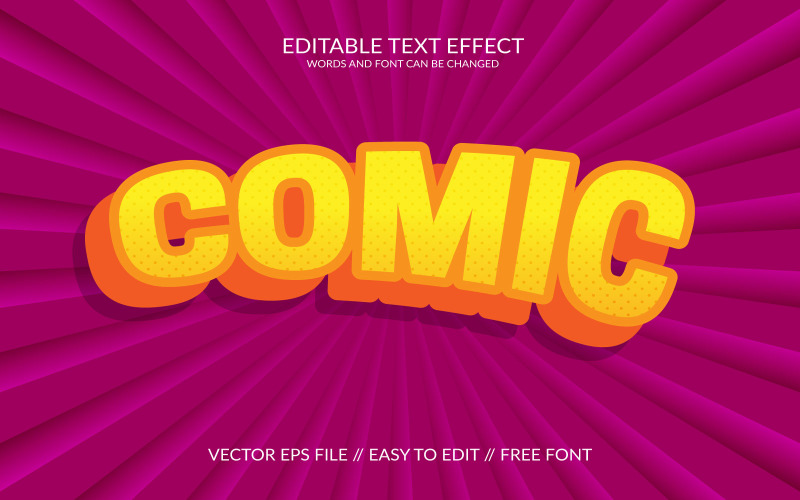 Comic fully editable 3d text effect template Illustration