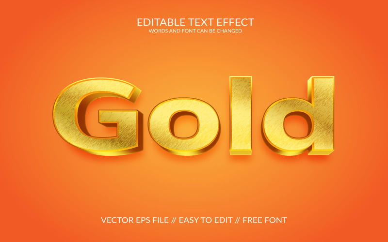 Gold Editable Vector Eps Text Effect Template Illustration