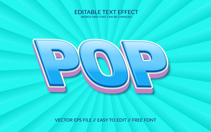 Pop 3D Editable Vector Eps Text Effect Template Illustration