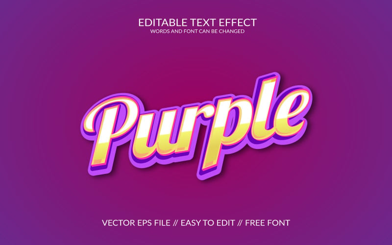 Purple Editable Vector Eps Text Effect Template Illustration