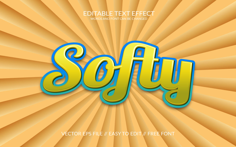 Softy fully editable vector 3d text effect illustration Illustration