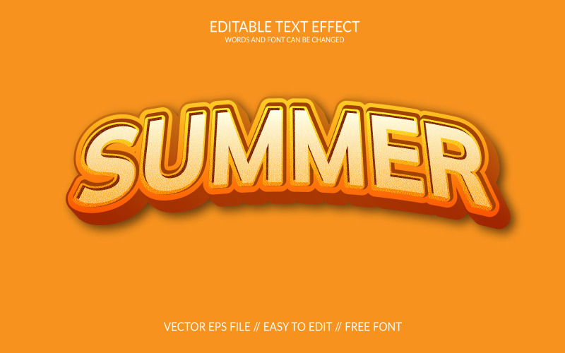 Summer 3D Editable Vector Eps Text Effect Template Design Illustration